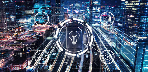 Idea of success theme with a large train station