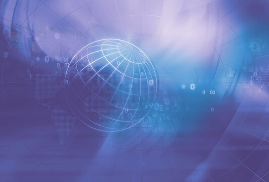 3D rendering of a graphical background with binary codes and earth globe digital media background