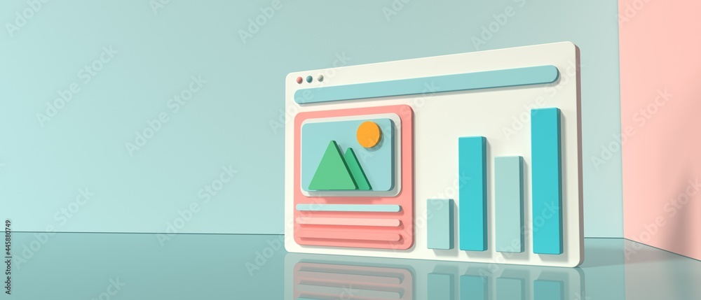 Poster interface of computer screen - 3d render