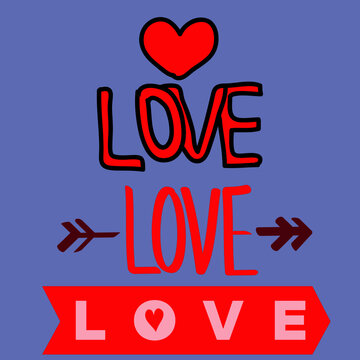 An Ilustration Vector Of Love Blue Typography 