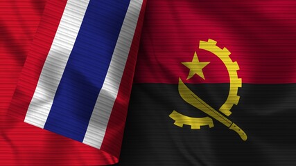 Angola and Thailand Realistic Flag – Fabric Texture 3D Illustration