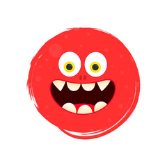 Smiley face, funny monster, banner design template, vector illustration