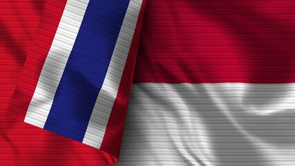 Indonesia and Thailand Realistic Flag – Fabric Texture 3D Illustration