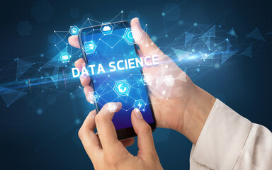 Hand using smartphone with technology concept