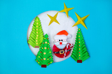 Christmas and New Year card cut out of paper.