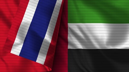 United Arap Emirates and Thailand Realistic Flag – Fabric Texture 3D Illustration