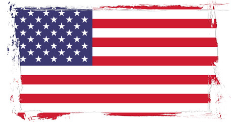 Flag of the United States of America, banner with grunge brush