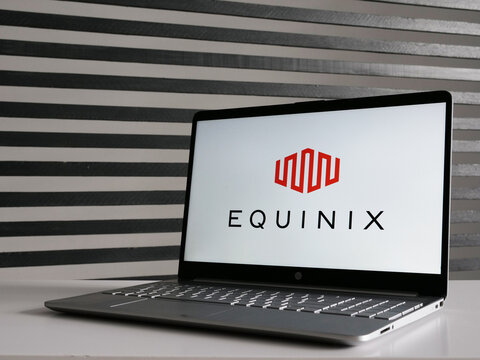 Kyiv, Ukraine - July 03, 2021. Equinix is shown on the photo using the logo of company and text