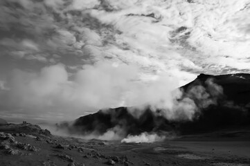 Landscape with black and white image