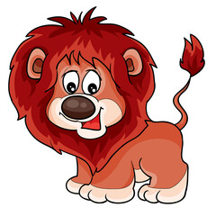 cute brown lion character, cartoon illustration, isolated object on white background, vector,