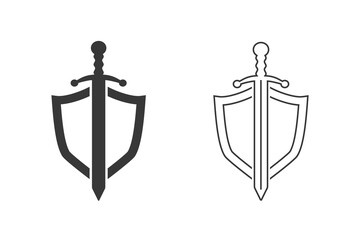 Shield icon set in trendy flat design. Vector