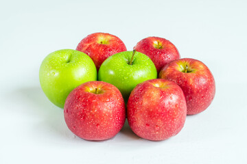 Fresh green and red apple raw fruit isolated on white background. Concept for healthy organic fresh