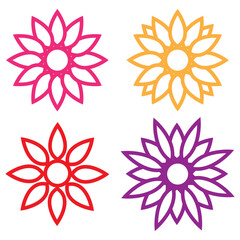 colorful flowers set icon vector