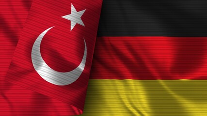 Germany and Turkey Realistic Flag – Fabric Texture 3D Illustration