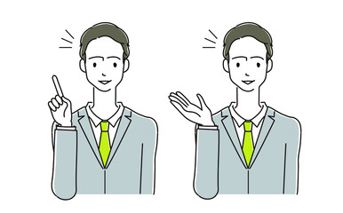 ビジネスマンのイラスト　案内　紹介