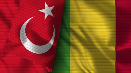 Mali and Turkey Realistic Flag – Fabric Texture 3D Illustration