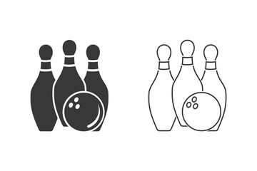 Bowling icon set in flat style. Vector