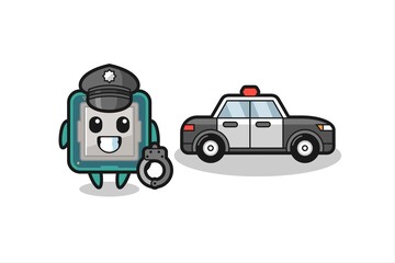 Cartoon mascot of processor as a police