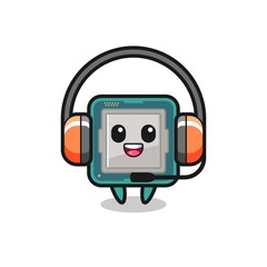 Cartoon mascot of processor as a customer service