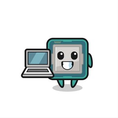 Mascot Illustration of processor with a laptop