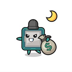 Illustration of processor cartoon is stolen the money