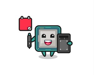 Illustration of processor mascot as a graphic designer