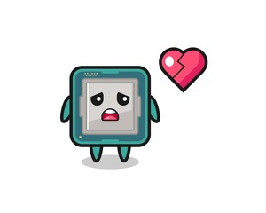 processor cartoon illustration is broken heart