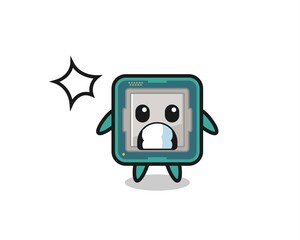 processor character cartoon with shocked gesture