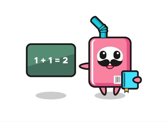 Illustration of milk box character as a teacher