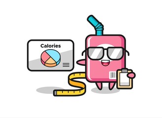 Illustration of milk box mascot as a dietitian