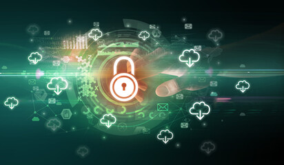 touching with soft gesture multimedia screen with future technology concept