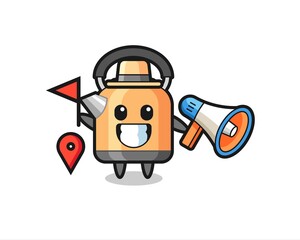 Character cartoon of kettle as a tour guide
