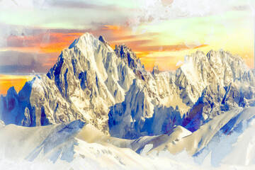 panorama of the mountains - obrazy, fototapety, plakaty