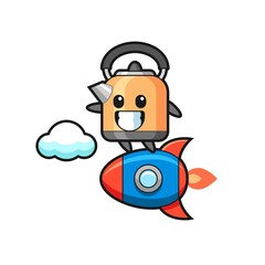 Obraz na płótnie Canvas kettle mascot character riding a rocket