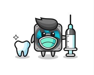 Mascot character of computer fan as a dentist