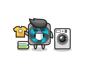 Mascot cartoon of computer fan with washing machine