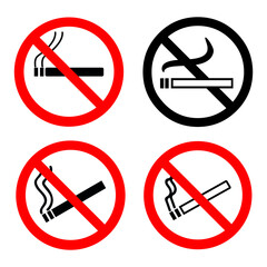 No smoking icons set flat design illustration