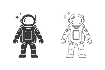 Astronaut Flat Icon Set Vector illustration