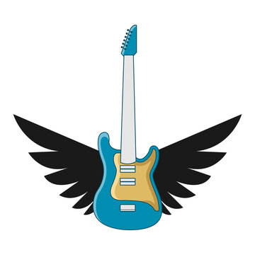 Illustration Vector Graphic of Wing Guitar Logo. Perfect to use for Music Company