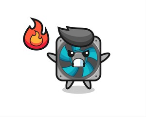 computer fan character cartoon with angry gesture