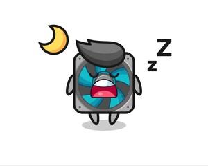 computer fan character illustration sleeping at night