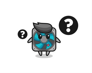 Cartoon Illustration of computer fan with the question mark