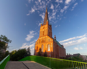 Szczecin. Cathedral of St. James at sunset.