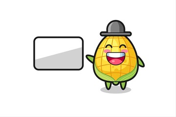 corn cartoon illustration doing a presentation