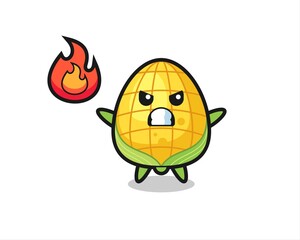 corn character cartoon with angry gesture