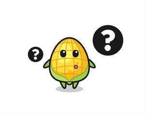 Cartoon Illustration of corn with the question mark