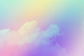 Fototapeta na wymiar beauty sweet pastel orange blue colorful with fluffy clouds on sky. multi color rainbow image. abstract fantasy growing light