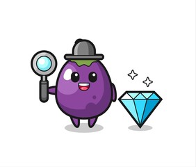 Illustration of eggplant character with a diamond
