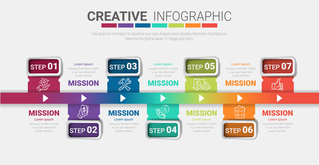 infographics design vector and Presentation business can be used for Business concept with 7 options