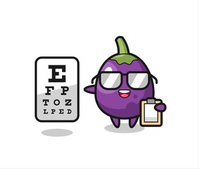 Illustration of eggplant mascot as an ophthalmology